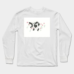 Baby Cow With Cone Flowers Long Sleeve T-Shirt